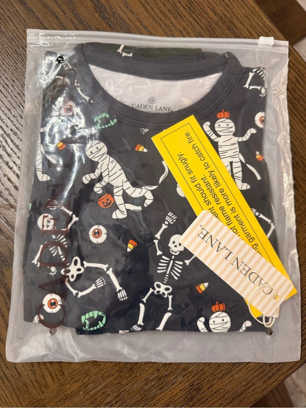 Kids Halloween Mummy & Skeleton Pajama Set - Black